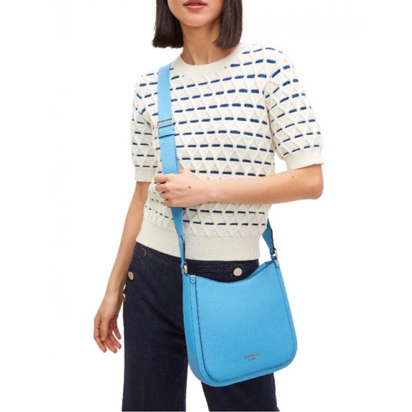 NWT Kate Spade Roulette Medium Messenger Leather Crossbody Bag Tidepool Blue - Picture 1 of 8